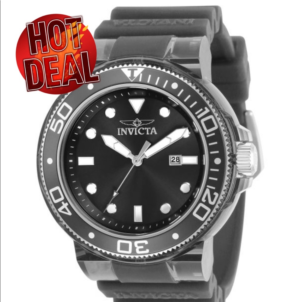 Invicta Pro Diver Anatomic Men's Watch - 51.5mm, Black, Transparent